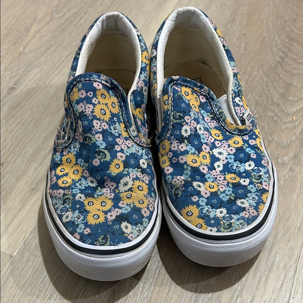Vans Kids Blue Floral Slip-On Sneakers